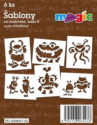 Papírové šablony MAGIC, 11 x 14cm, 6ks, sada R - Strašidla