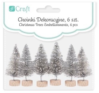 Choinka dekoracyjna srebrna 5cm 6szt