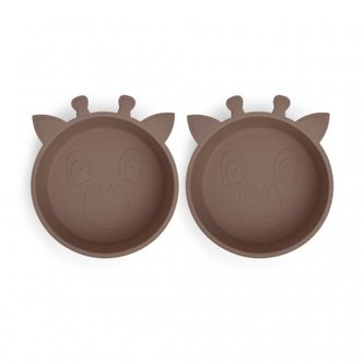 NUUROO Alex Silikonová miska 2 ks Giraf Chocolate Malt