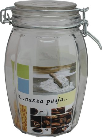 Dóza 1,1 l s pákovým uzávěrem sklo