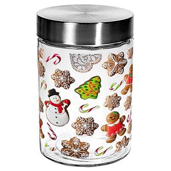 DÓZA NA CUKROVÍ SKLO 1,1L, 11,6X17,5CM PERNÍČKY