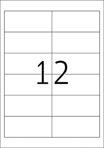 Etikety Top Stick A4/100 ks, 96,5x42,3 mm - 12 etiket, bílé