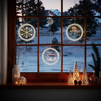 Světelná závěsná dekorace na okno SNOWMAN o 15,5 cm Mybesthome
