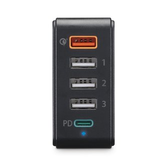 Hama rychlá stolní USB nabíječka, 4x USB-A, 1x USB-C, PD/QC, 51 W, 1,2 m