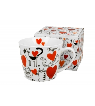Porcelánový hrnek Cat's World hearts 610 ml v dárkovém boxu