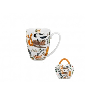 Porcelánový hrnek Cat's World lazy cats 350 ml v papírovém košíku