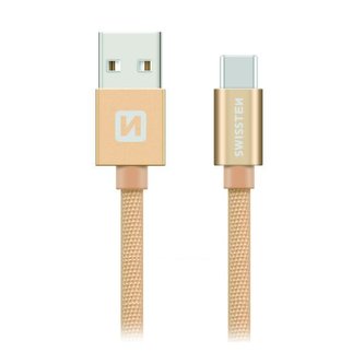 Swissten Datový Kabel Textile Usb / Usb-C 0,2 M Zlatý