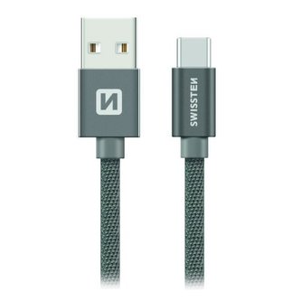 Swissten Datový Kabel Textile Usb / Usb-C 0,2 M Šedý
