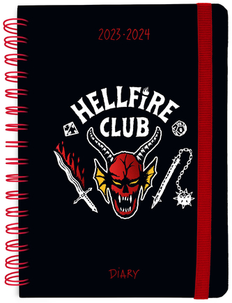Plánovací týdenní diář A5 2023/2024 Netflix|Stranger Things: Hellfire Club se samolepkami, záložkami a obálkou (14,8 x 21 cm)