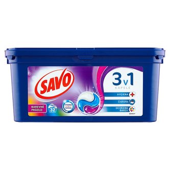 Savo gelové kapsle na barevné prádlo 3v1, 32 praní 32 ks