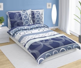 Povlečení krepové - modrošedé kruhy - modrá,šedá - 140x200, 70x90 cm