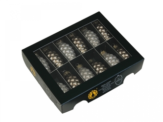 Skleněné baňky - šišky 6 cm eukalyptus, sada 12 ks