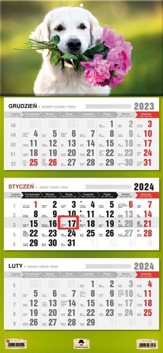 Kalendarz 2024 trójdzielny Pies