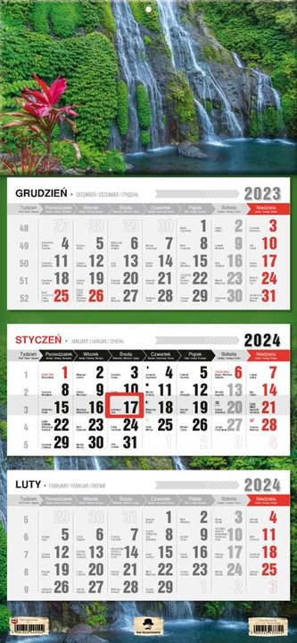 Kalendarz 2024 trójdzielny Wodospad
