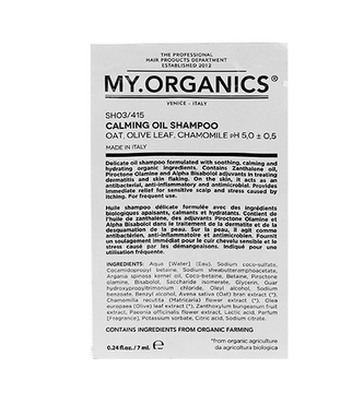 My.Organics Calming Oil Shampoo Oat, Olive Leaf And Chamomile pH 5,5 ± 0,5 zklidňující šampon 7 ml