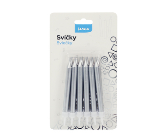 Svíčka 12ks, METAL stříbrná LUMA