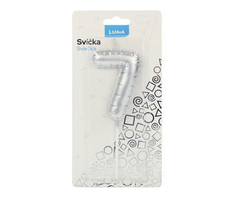 Svíčka č. 7 balónek STŘÍBRNÝ LUMA