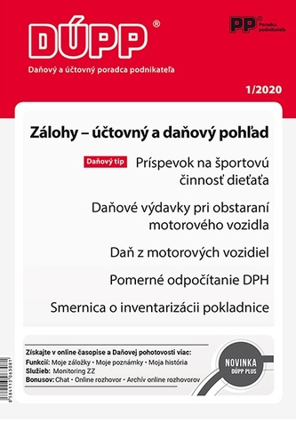 DUPP 1/2020 Zálohy - účtovný a daňový pohľad