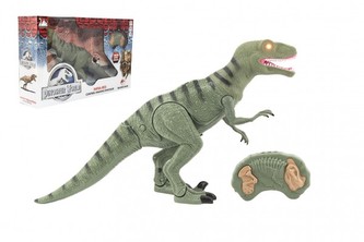Dinosaurus chodící IC velociraptor plast 50cm na baterie se zvukem se světlem v krabici 53x32,5x12cm
