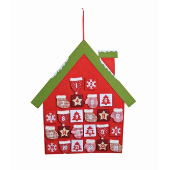 Adventní kalendář domeček, plsť-textil 66x74 cm