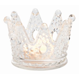 Svícen skleněný, koruna 12x12x8 cm