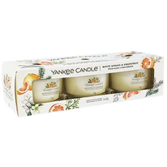 YANKEE CANDLE White Spruce & Grapefruit Sada svíčka 3ks / votiv ve skle