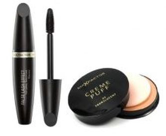 Max Factor False Lash Effet Natural Look Mascara + Créme Puff Powder - Dekorativní sada 34 ml pro ženy
