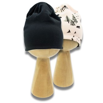 Kojenecká oboustranná čepička Nicol Bambi šedo béžová - velikost 56/62