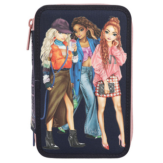 Penál 3 patra s výbavou Top Model, Tmavě modrý, motiv CITY GIRLS