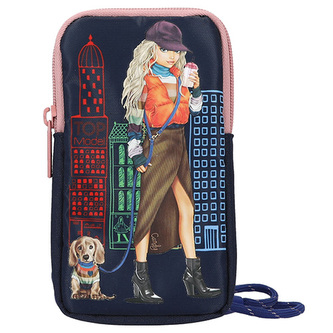 Pouzdro na mobilní telefon Top Model, Tmavě modré, motiv CITY GIRLS