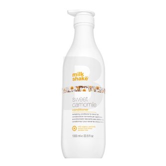 Vlasová kosmetika  v naší nabídce nese jména těch nejslavnějších kadeřnických značek. Kondicionéry značky Milk_Shake z kolekce Sweet Camomile byly vytvořeny pro blond vlasy speciálně pro ženy. Tento kadeřnický zázrak má objem 1000 ml.