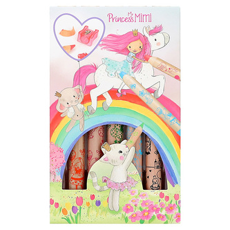 Sada pastelek a ořezávaátka Princess Mimi, 5 pastelek + 1 ořezávátko