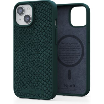 NJORD Salmon Leather Magsafe kryt iPhone 15 zelený
