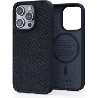 NJORD Salmon Leather Magsafe kryt iPhone 15 Pro černý