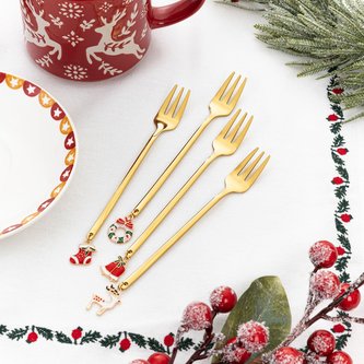 Vánoční sada | BLANE | zlaté dezertní vidličky | 4 kusy Homla