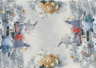 Vánoční dekorační ozdobný ubrousek CHRISTMAS GNOMES 35x50 cm Mybesthome