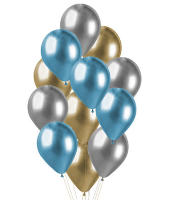 Balonkový buket Chrome Luxus blue - 12 ks