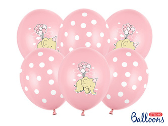 Latexové balonky Sloník - světle růžové 30 cm - 6 ks