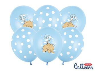 Latexové balonky Sloník - světle modré 30 cm - 6 ks