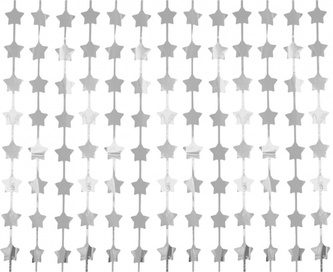 Party závěs metalický stříbrný - hvězdičky 100 x 200 cm