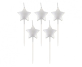 Dortové svíčky Stars - metalické stříbrné 6,5 cm - 5 ks