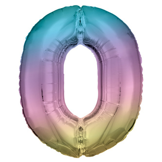 Foliová číslice - Duhová 0 - 86 cm - Amscan