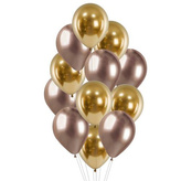 Balonkový buket Chrome Luxus rose gold - 12 ks