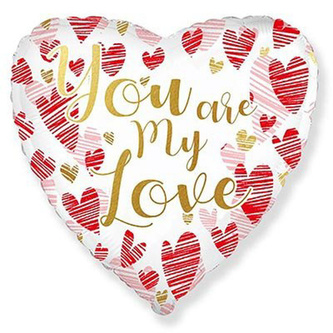 Foliový balonek srdce You are my love 43 cm - nebalené