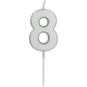Dortová svíčka malá 8 - stříbrná, 5 cm