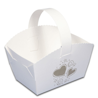 Košíček na svatební koláčky s potiskem Srdíčka - 50 ks