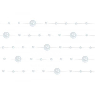 Perličky na vlasci bílé perleťové 5 x 130 cm