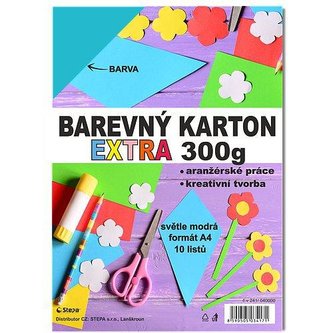 Barevný karton EXTRA 300g A4/10listů - světle modrý