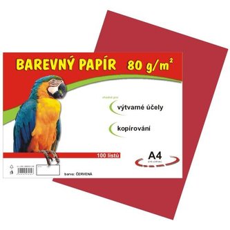 Barevný papír A4/100/80g-červený