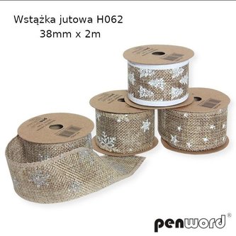 Wstążka ozdobna jutowa nadruk BN38mmx2m (16szt)